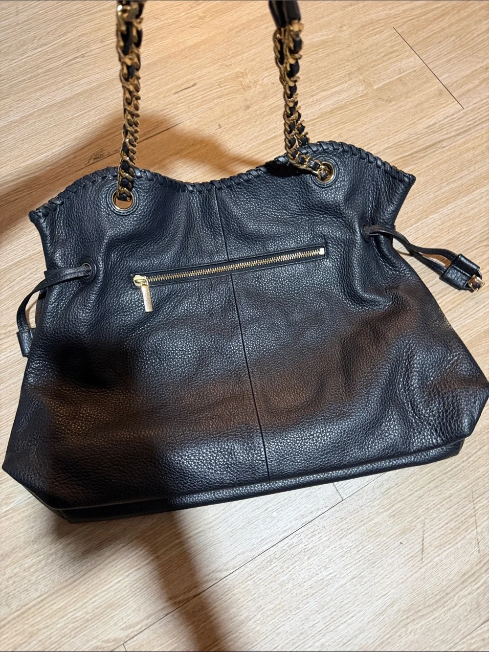Tory Burch Black Pebbled Leather Chain-Handle Shoulder Bag